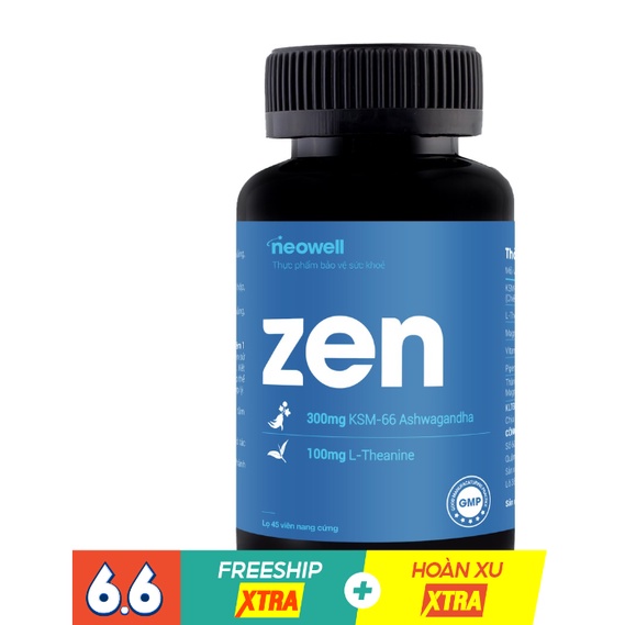 Viên uống ASHWAGANDHA sâm Ấn độ TĂNG CƠ, GIẢM CĂNG THẲNG NeoWell Zen 45 viên