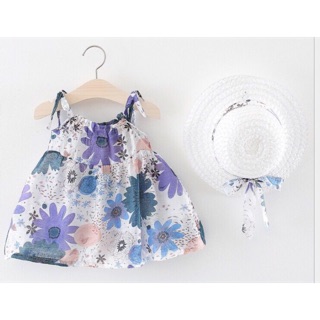 Set đồ bé gái kèm mũ và váy