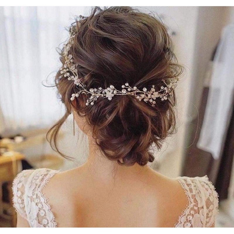 Dây hạt cài tóc cô dâu xinh các màu