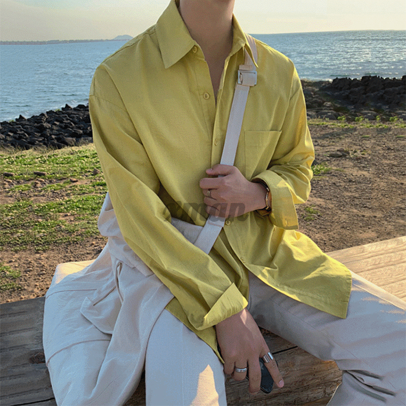Áo Sơ Mi Nam Tay Dài Dáng Rộng Màu Trơn Thời Trang | BigBuy360 - bigbuy360.vn