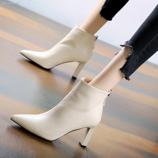 Giày bốt cao gót mũi nhọn lót lông nhung dày dặn phong cách Châu Âu thời trang 2021