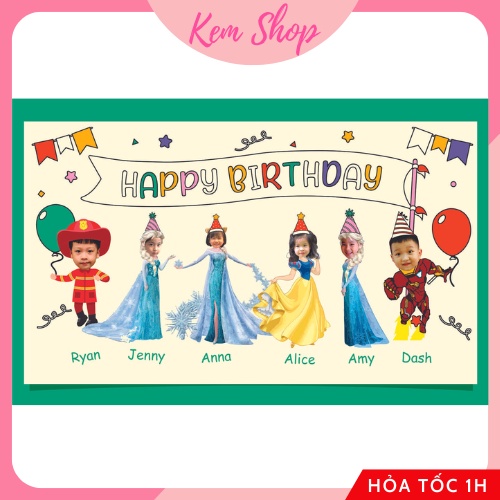 Chibi sinh nhật Kem Shop thiết kế miễn phí theo yêu cầu, chibi cho bé trai bé gái đáng yêu dễ thương - K229