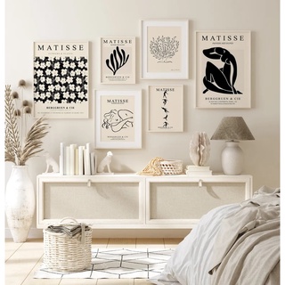 Set 6 tranh treo tường canvas phong cách tối giản MATISSE trang trí phòng khách, phòng ngủ X799