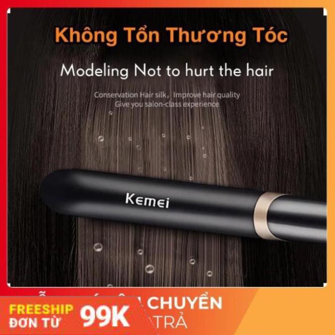 [Giảm 50%]  Máy Uốn Duỗi Tóc Kemei Km 2219, Máy Làm Xoăn Tóc Cao Cấp 2 in 1 Phiên Bản Mới Nhất 2020