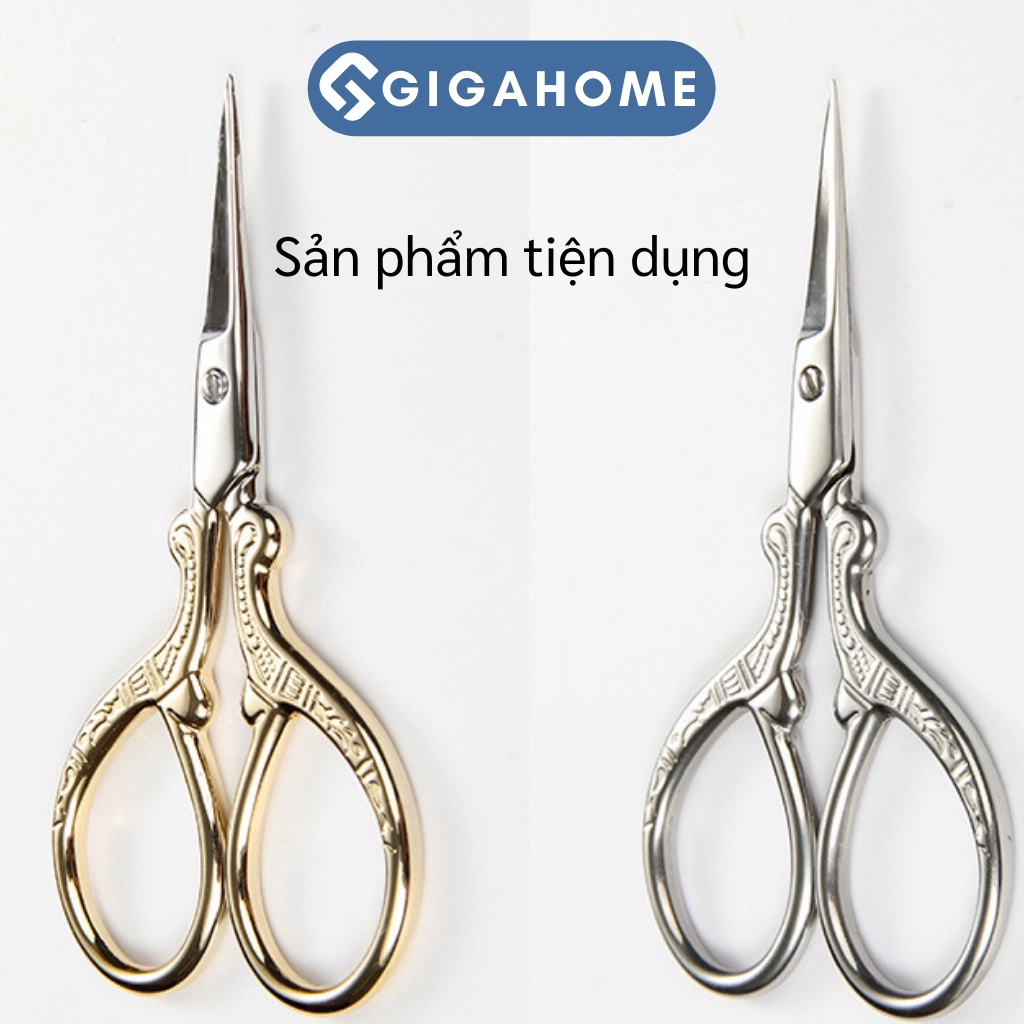 Kéo Cắt Tỉa Lông Mày, Lông Mi GIGAHOME Siêu Bén Họa Tiết Chim Hạc 9848