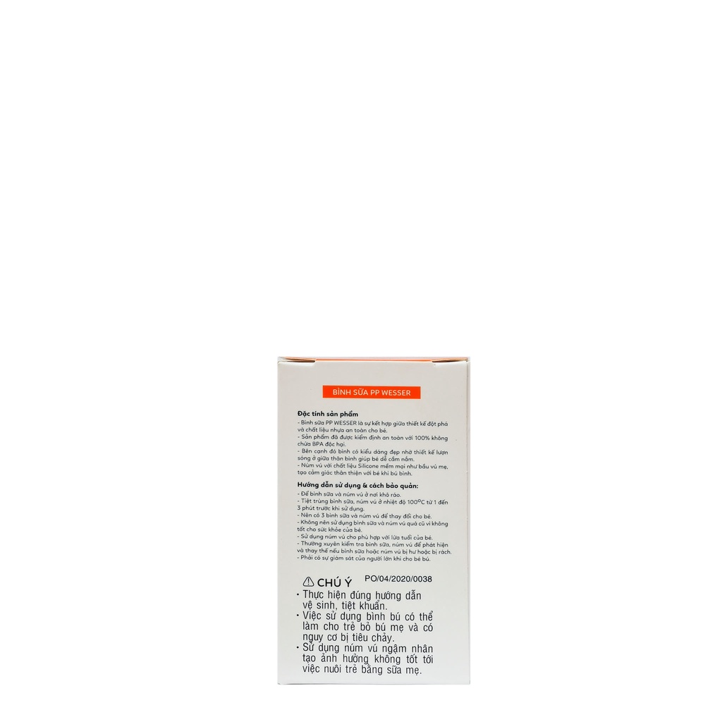 [CHÍNH HÃNG] Bình Sữa PP Wesser Cổ Nhỏ 60ml (Màu vàng)