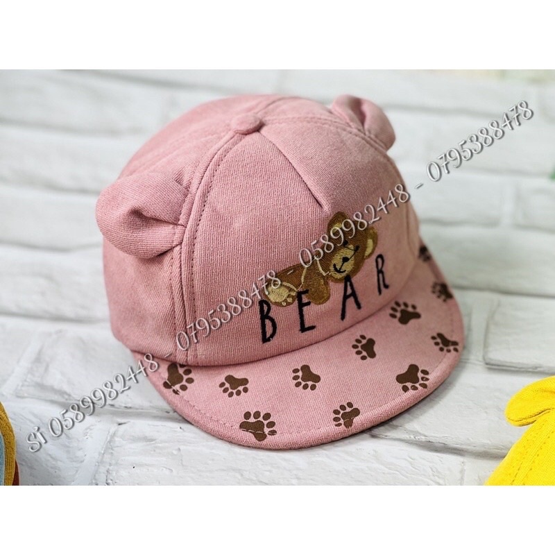 MŨ KẾT NHÍ THÊU CON GẤU CUTE DỂ THƯƠNG DÀNH CHO BÉ TỪ 6 tháng đến 3t