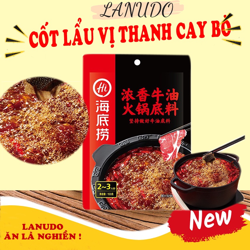 Gia vị lẩu haidilao vị thanh cay bò - cốt lẩu tứ xuyên có sẵn nhiều vị date mới giao ngay trong 2h