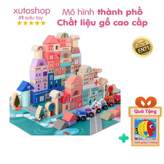Bộ xếp hình bằng gỗ mô hình thành phố cỡ lớn cho bé phát triển trí tuệ Xutoshop
