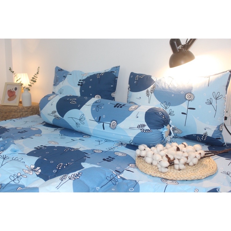 Drap cotton 100% , ga trải giường cao cấp chuẩn LOGO CTY thoáng mát mẫu BI XANH LỚN
