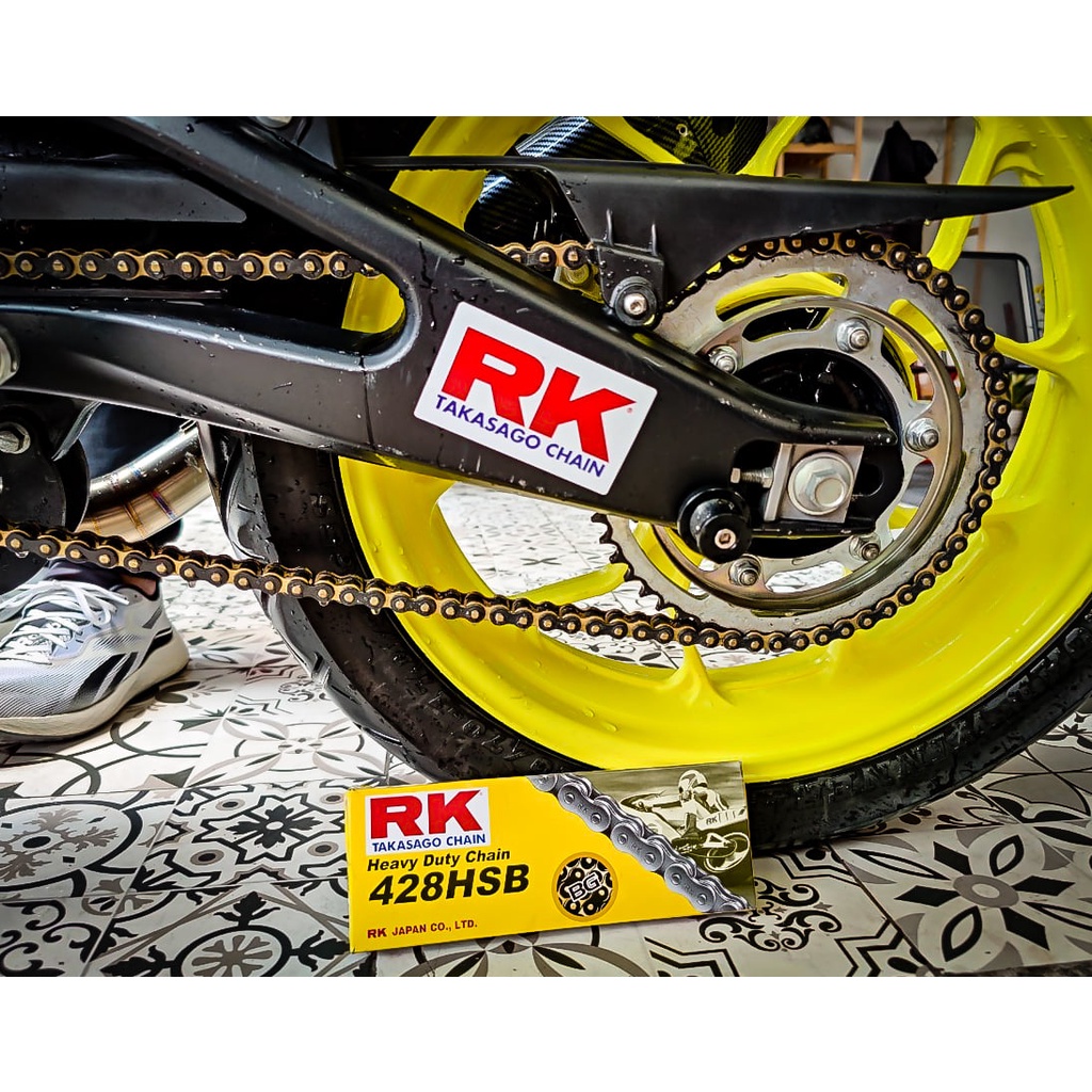 Sên RK 428 HSB không phốt 132L màu vàng đen  - Chính hãng RK Takasago thương hiệu Nhật Bản