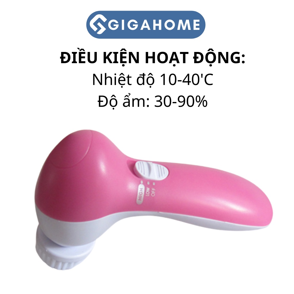 Máy Rửa Mặt Massage, Tẩy Da Chết GIGAHOME Tặng 5 Đầu Thay Thế Đa Năng 2200