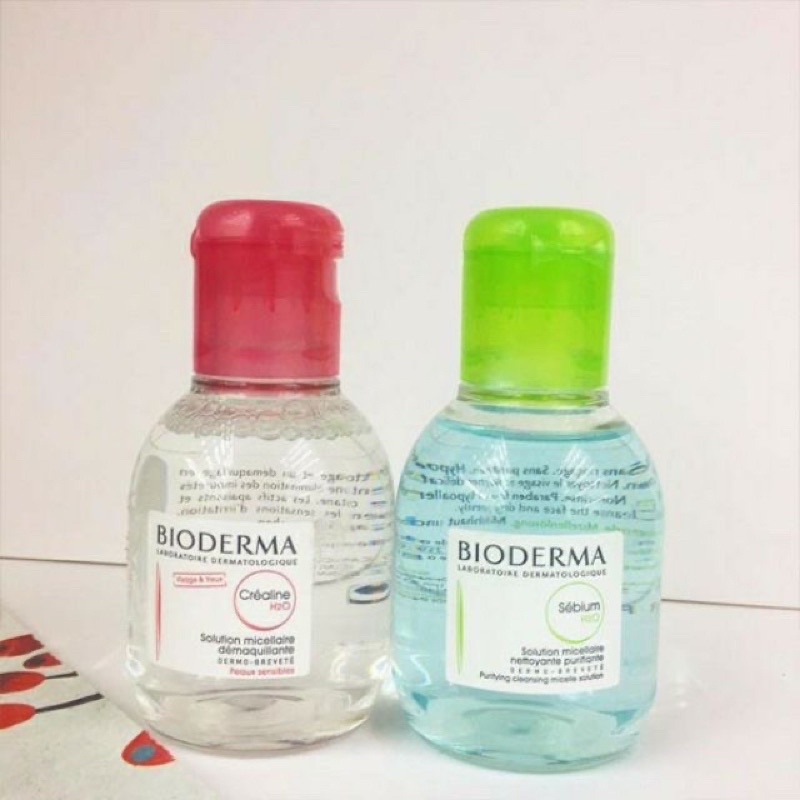 Tẩy trang bioderma hồng, xanh sz mini 100ml