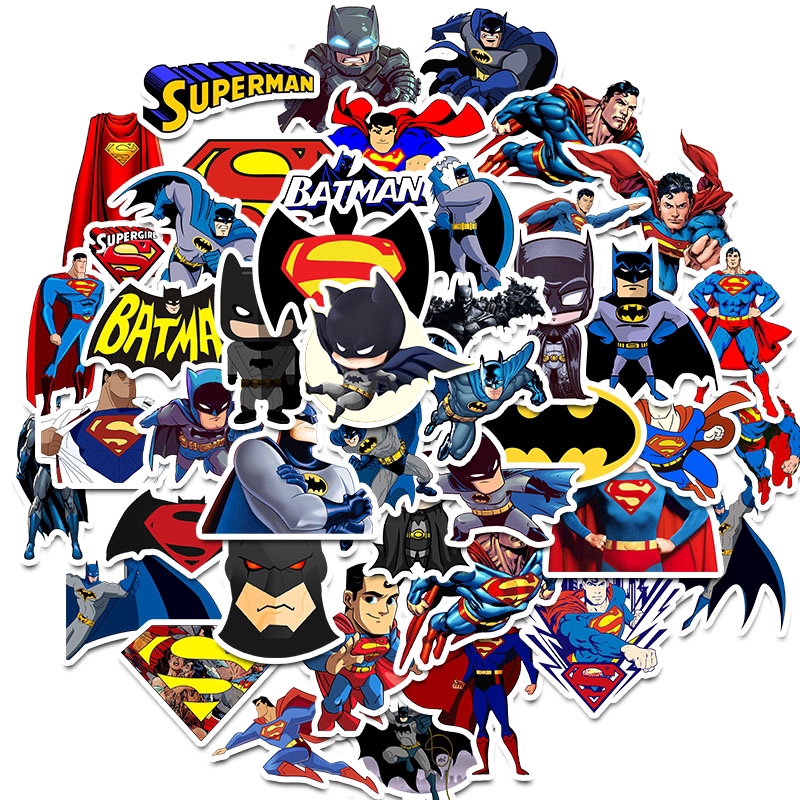 Sticker Set 45 miếng dán Graffiti hình Batman và Superman trang trí đa năng