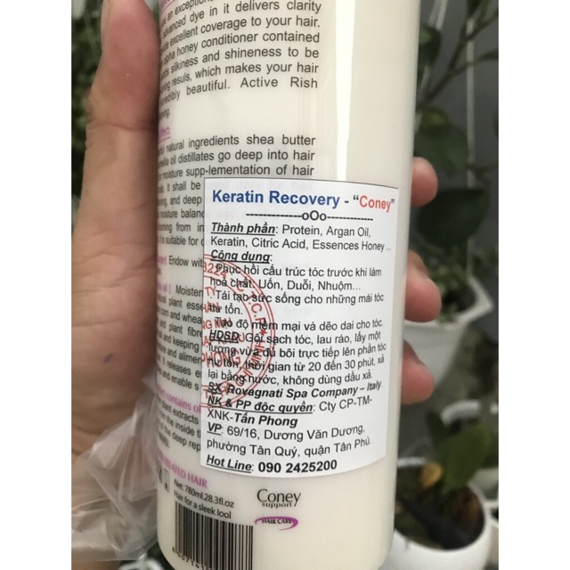 Kem phục hồi tóc hư tổn KERATIN CONEY RECOVERY 780ml