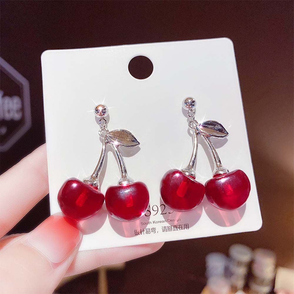 Bông tai hình trái cherry dễ thương phong cách Hàn Quốc cho nữ