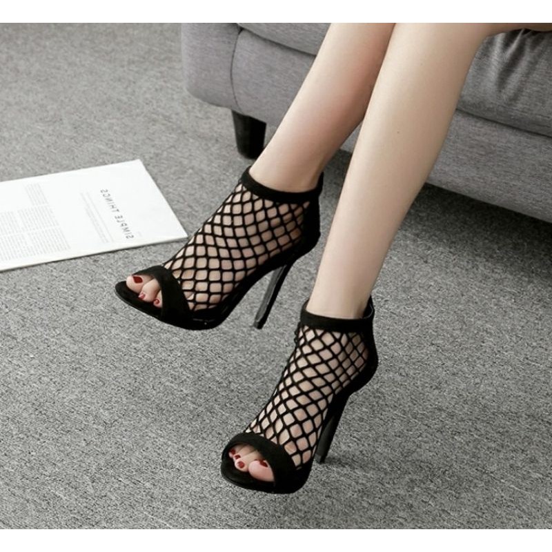 (ODER) Bốt lưới hở mũi cao gót MS021