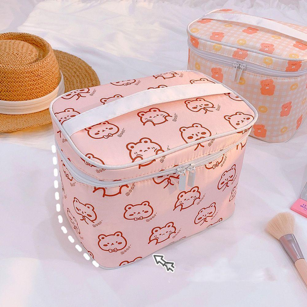 Túi Đựng Mỹ Phẩm Bằng Nylon Họa Tiết Gấu Hoạt Hình Dễ Thương Ốp