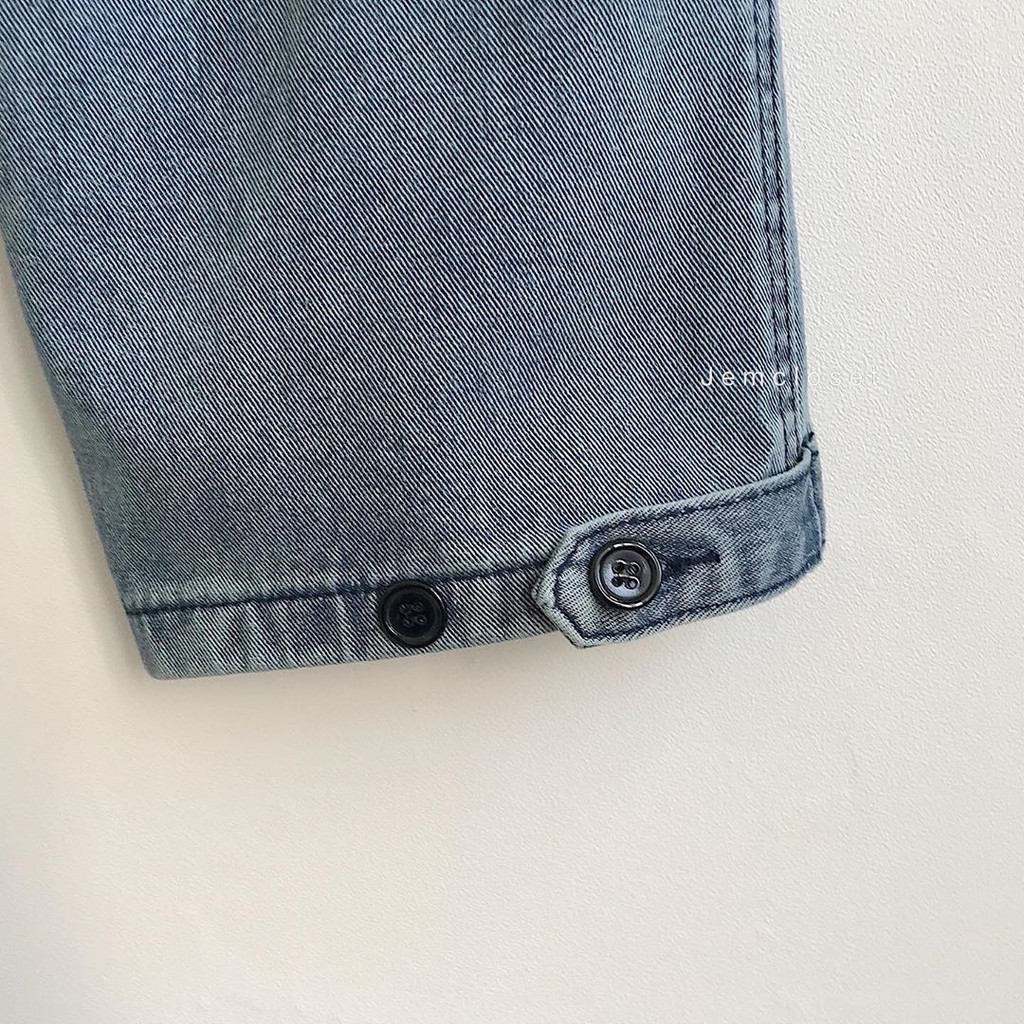 Quần Jean Ống Suông JEM CLOSET Màu Xanh Xám Quần Bò Nữ Lưng Cao VALL Có Túi Bên Hông Phong Cách Ullzang Cá Tính 2492