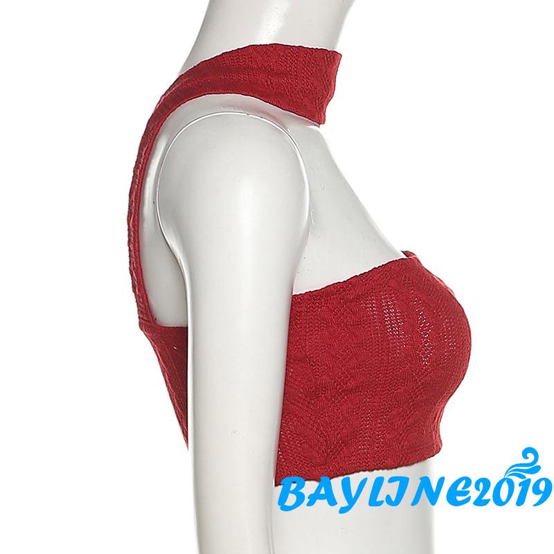 Áo croptop không tay dệt kim màu trơn thời trang hè cho nữ