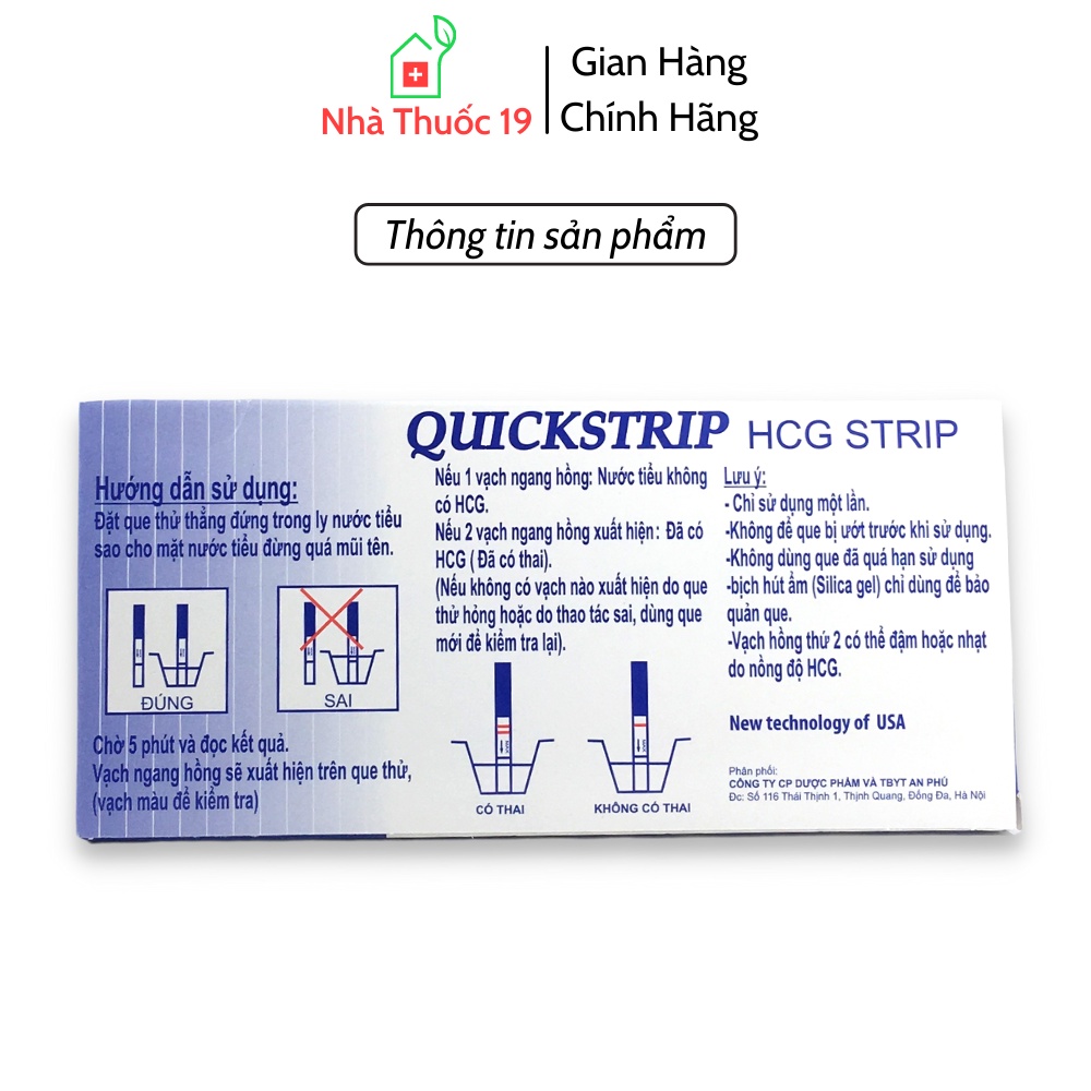 [Che Tên] Que Thử Thai Nhanh QuickStrip - Que Thử Phát Hiện Thai Sớm, Tiện Lợi - Dễ Sử Dụng - Chính Xác