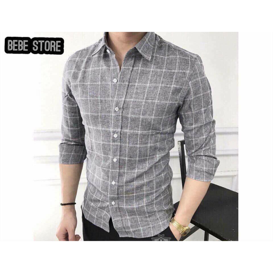 FREESHIP 99K TOÀN QUỐC_(SIÊU PHẨM) Sơ mi xám kẻ caro chống nhăn CAO CẤP | BigBuy360 - bigbuy360.vn