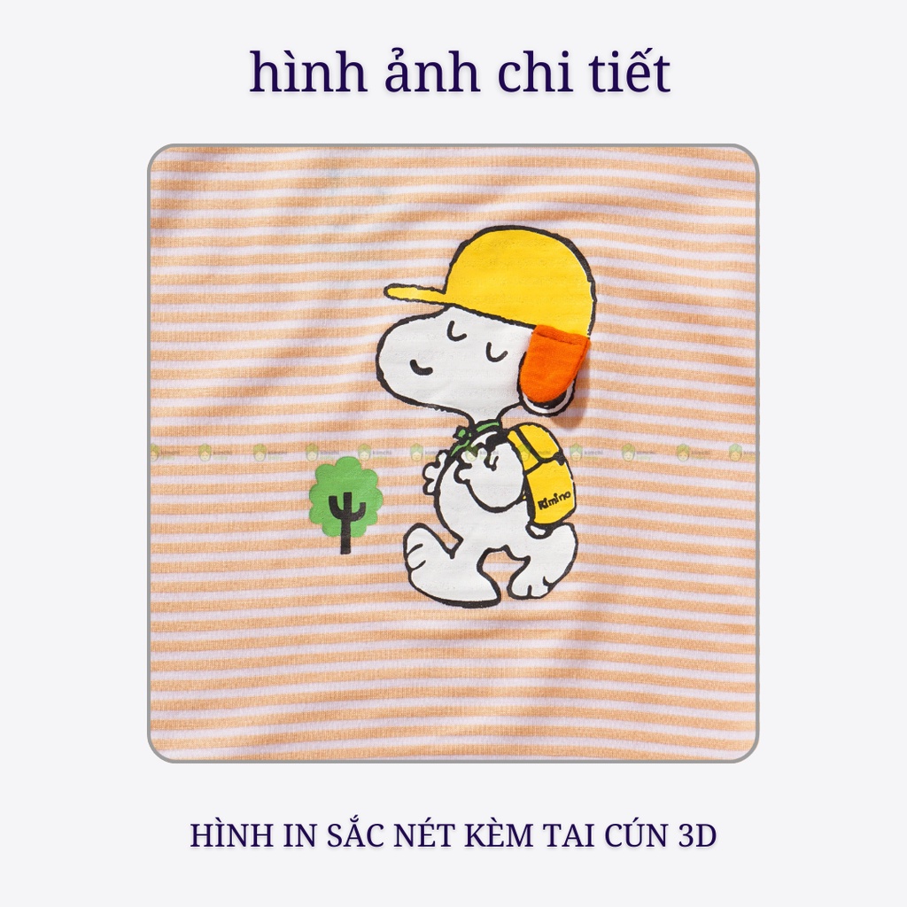 Bộ Dài Tay Bé Gái, Bé Trai KIMCHIBABY Vải Thun Lạnh Hoạ Tiết Sọc Snoopy, Bộ Quần Áo Trẻ Em Thu Đông KWTD2208