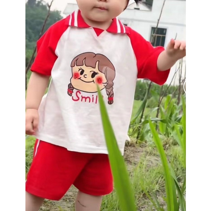 Bộ Áo Thun Ngắn Tay In Hoạt Hình + Quần Short Thời Trang Mùa Hè Hàn Quốc Cho Bé