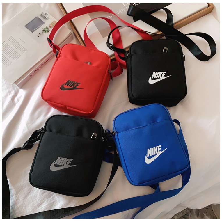 Túi Đeo Chéo Nike Vải Nylon Chống Thấm Nước Có Khóa Kéo Phong Cách Hàn Nhật Năng Động