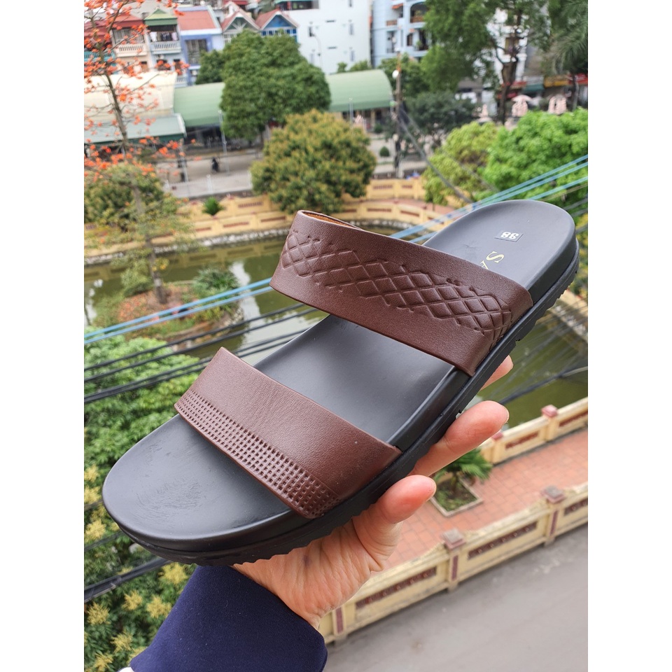 Dép Nam Hai Quai Da Bò Thật Quai Da  Đế Cao Su Cao Cấp, Bảo Hành Da Vinh Viễn,Keo Đế 2 Năm