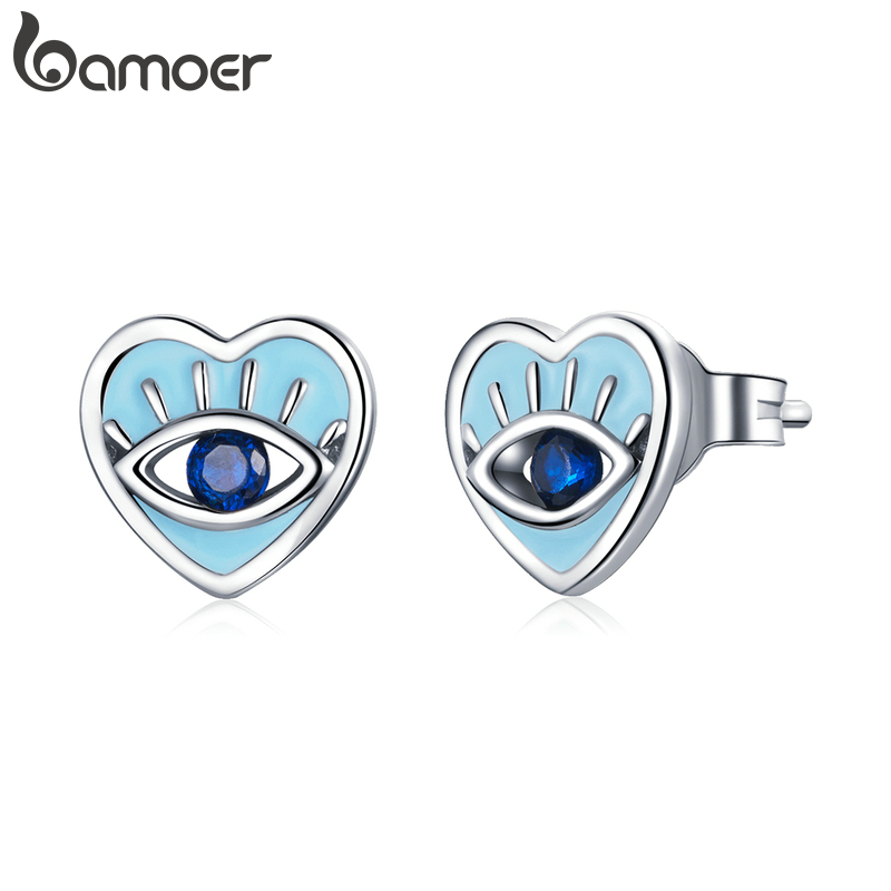 Bông tai Bamoer SCE1134 bằng bạc 925 trang trí họa tiết mắt quỷ làm quà tặng cho nữ