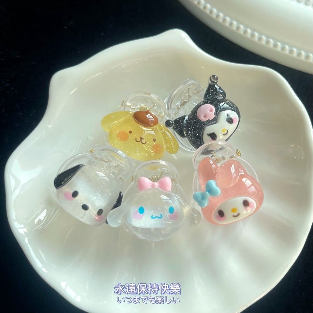 Kẹp Tóc Trong Suốt Lấp Lánh Hình Chú Chó Cinnamon Kuromi Đáng Yêu Cho Nữ