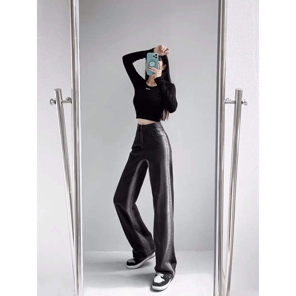 Quần bò ống rộng loang hai bên TC12
