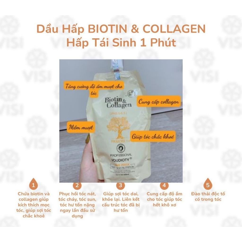Dầu Hấp Phục Hồi Tóc Biotin &amp; Collagen Voudioty Hair Mask Hair High Nutrition 500ml