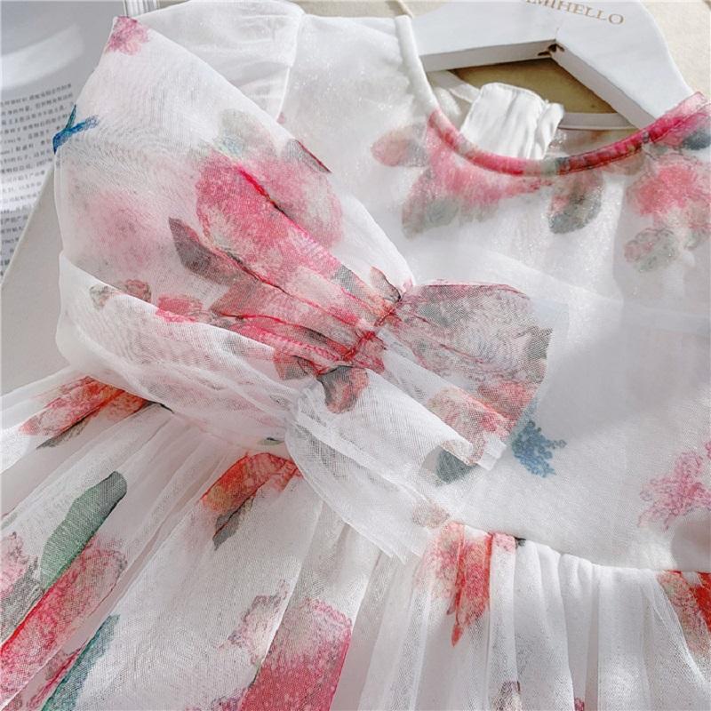 [FreeShip] đầm công chúa bé gái trắng hoa bướm , váy công chúa lụa từ 8-40kg  ( mã 041 )