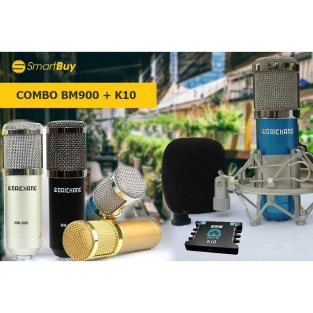 Combo sản phẩm mic Bm 900 và soudcard xox k10