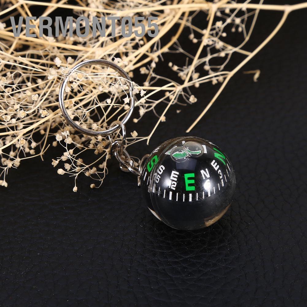 Hàng Hot 28mm Ball Keychain Chất lỏng Đầy La bàn Cắm trại Đi bộ đường dài Du lịch Sinh tồn ngoài trời Hàng giao ngayVermont055