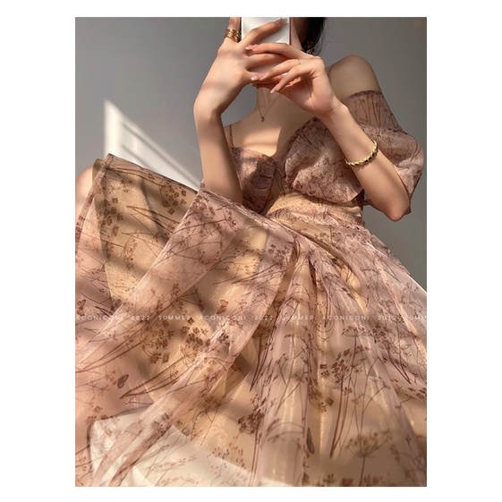 Đầm maxi hoa nhí phong cách quý cô sang trọng thời trang nữ hebe's MSP C99