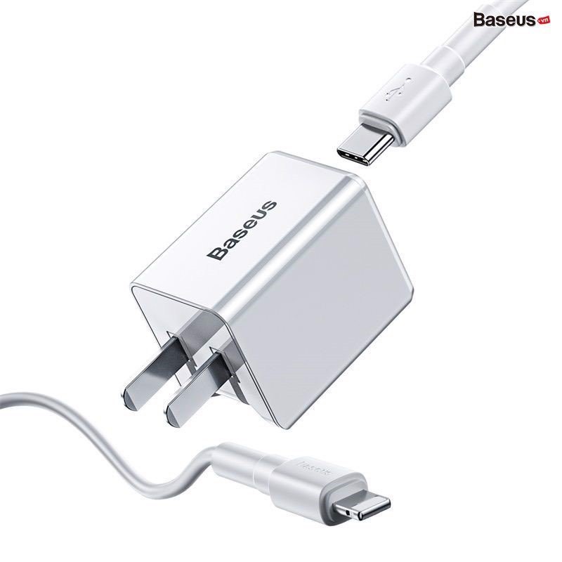 Bộ cốc sạc dây sạc baseus sạc nhanh PD iphone ipad type c to lightning - bộ củ sạc cáp sạc 3a quick charge 3.0