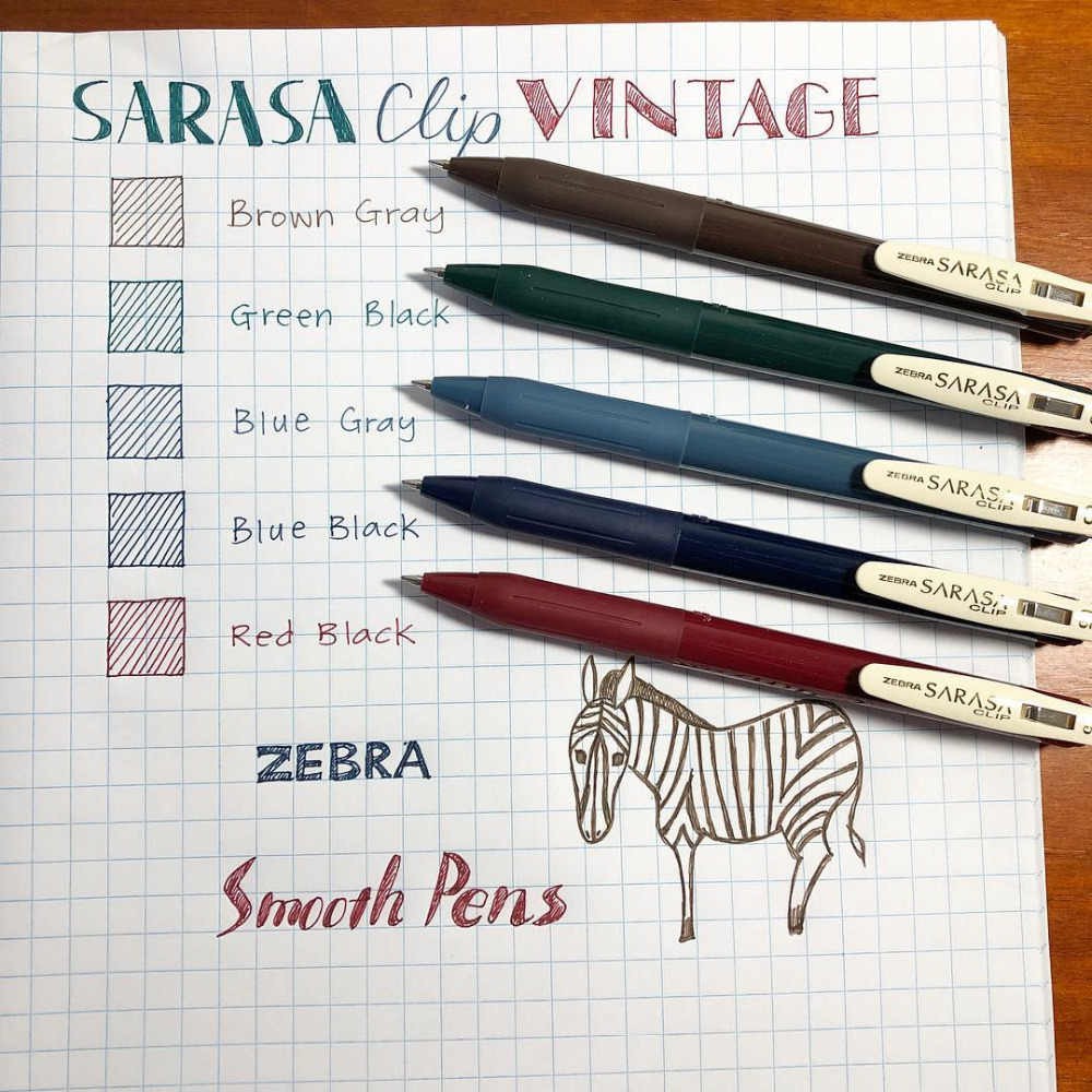 MÀU MỚI VINTAGE - BÚT GEL ZEBRA SARASA CLIP JJ15, ĐẦU BÚT 0.5 MM