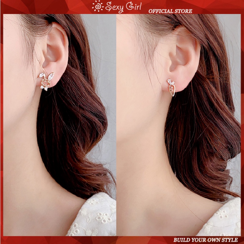 Bông Tai Bạc Hình Thỏ Và Cà Rốt Đơn Giản Dễ Thương Quyến Rũ Thời Trang Hàn Quốc