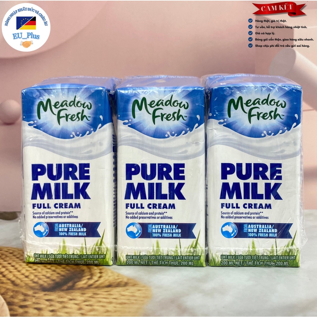 Sữa tươi tiệt trùng Meadow Fresh Nguyên kem & Canxi ít béo 200ML _ log 3 hộp