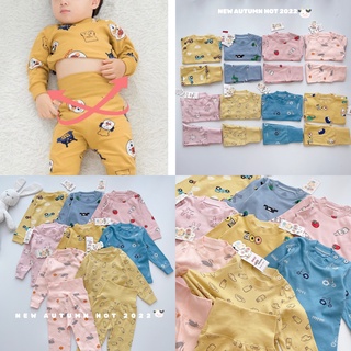 Bộ cotton nỉ cạp cao tqxk cotton giữ ấm cho bé