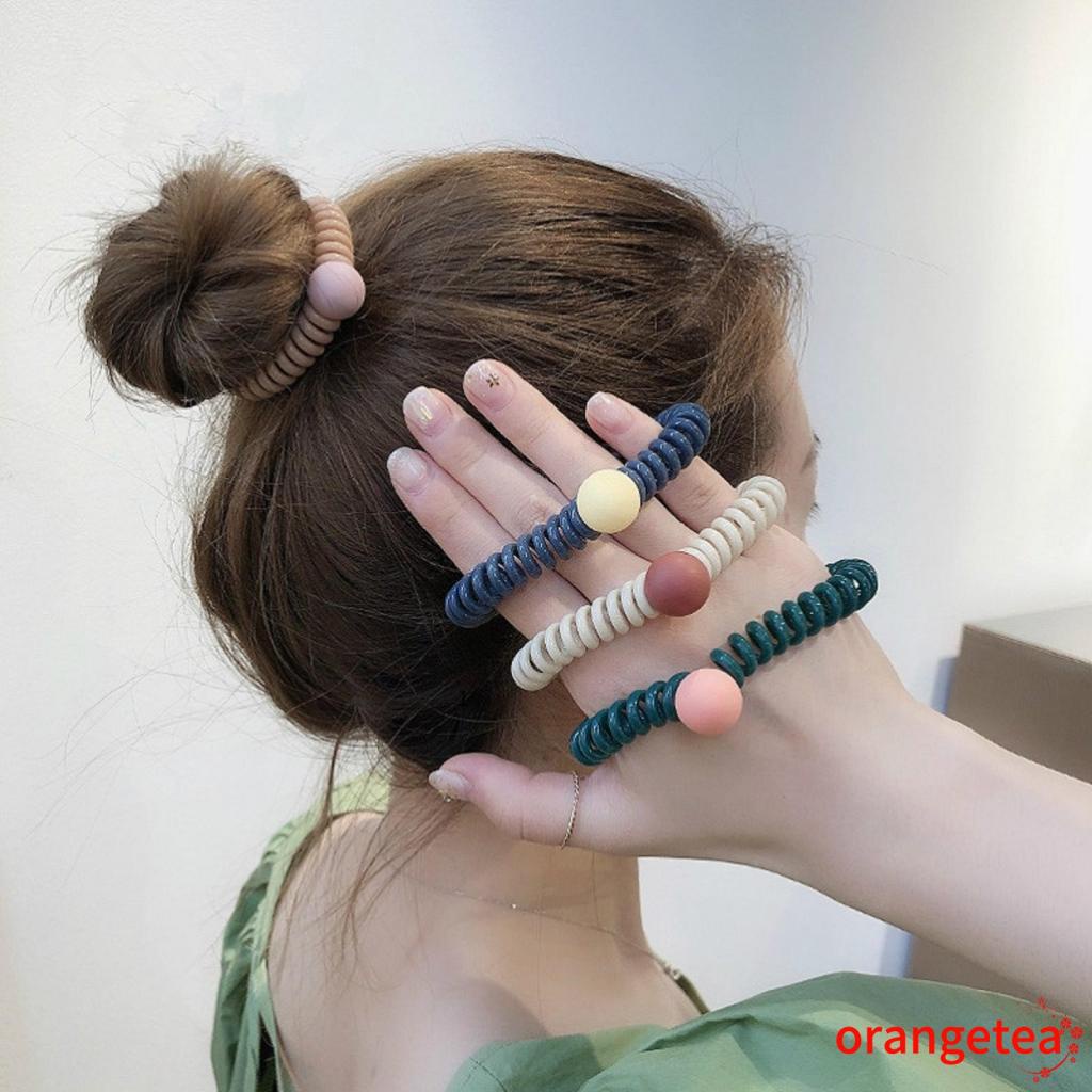 Dây buộc tóc cao su co giãn đính hạt đơn giản cho nữ