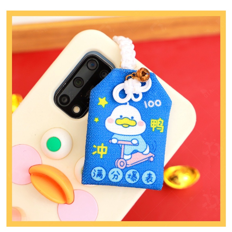 Túi Phước May Mắn Omamori Bọc Vỏ Silicon tặng Đá Ngũ Sắc Mẫu Vịt  2022