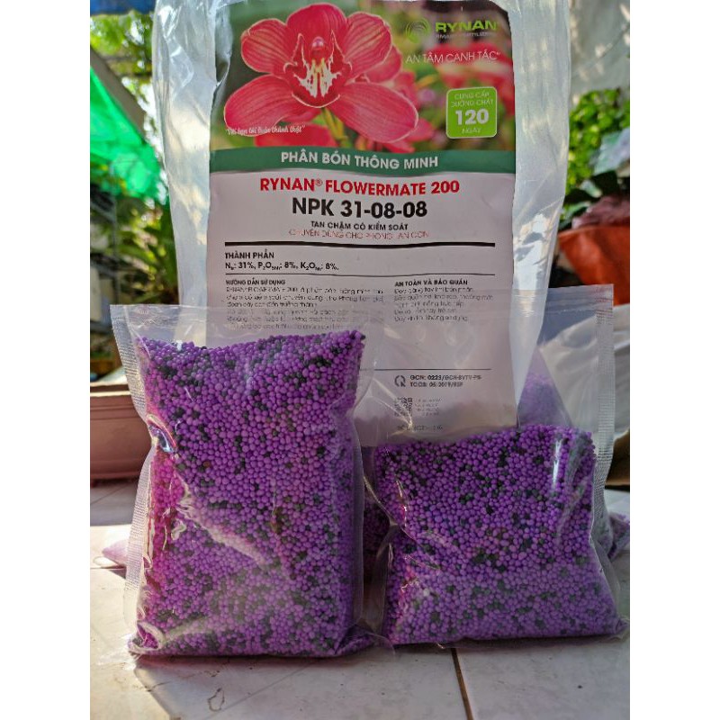 Phân tan chậm thông minh Rynan Flowermate 200 NPK 31-08-08 - chuyên dùng cho CÂY CON VÀ CÂY KIỂNG LÁ - 1Kg
