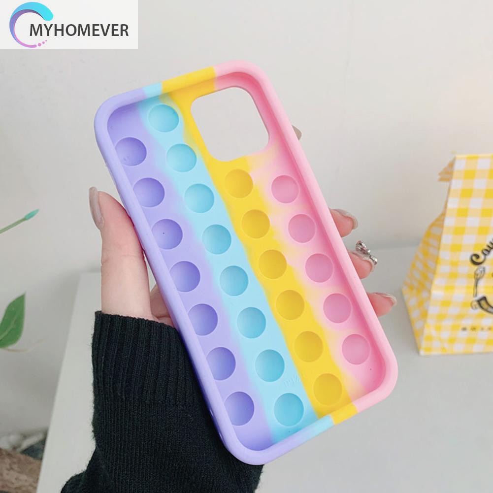 Pop It Fidget Đồ chơi Silicone Relieve Stress Pop Fidget Đồ chơis Push Bubble Phone Case for iPhone