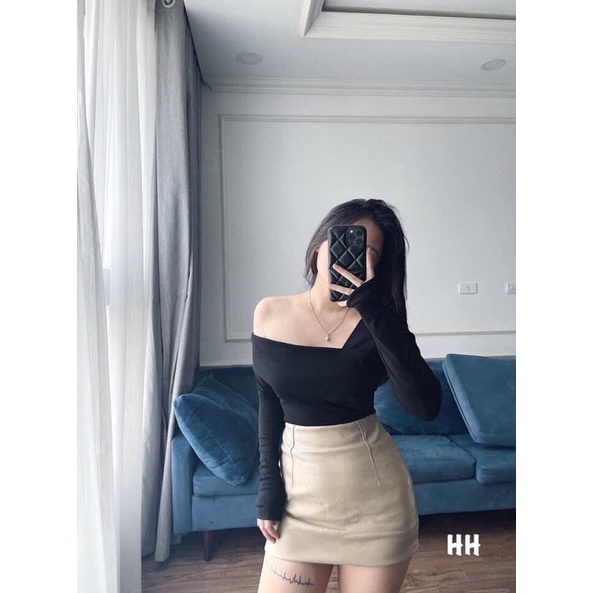 Áo lệch vai dài tay sang chảnh