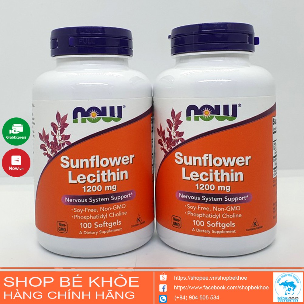 Viên uống chống tắc tia sữa Lecithin 1200mg - Now Sunflower Lecithin 100v