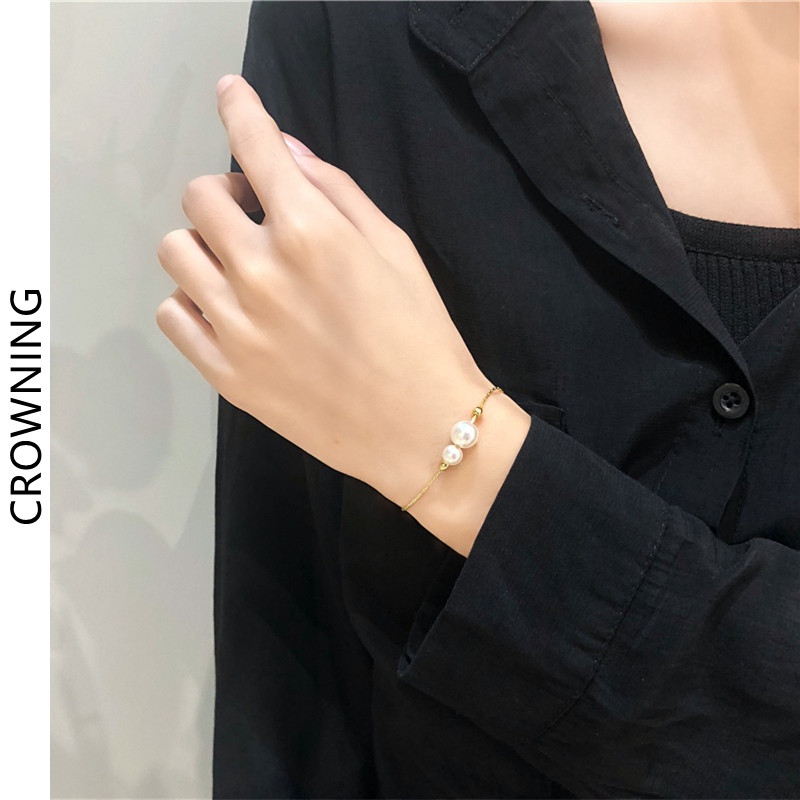 Vòng Tay Đính Ngọc Trai Phong Cách Thời Trang Hàn Quốc Cho Nữ F711